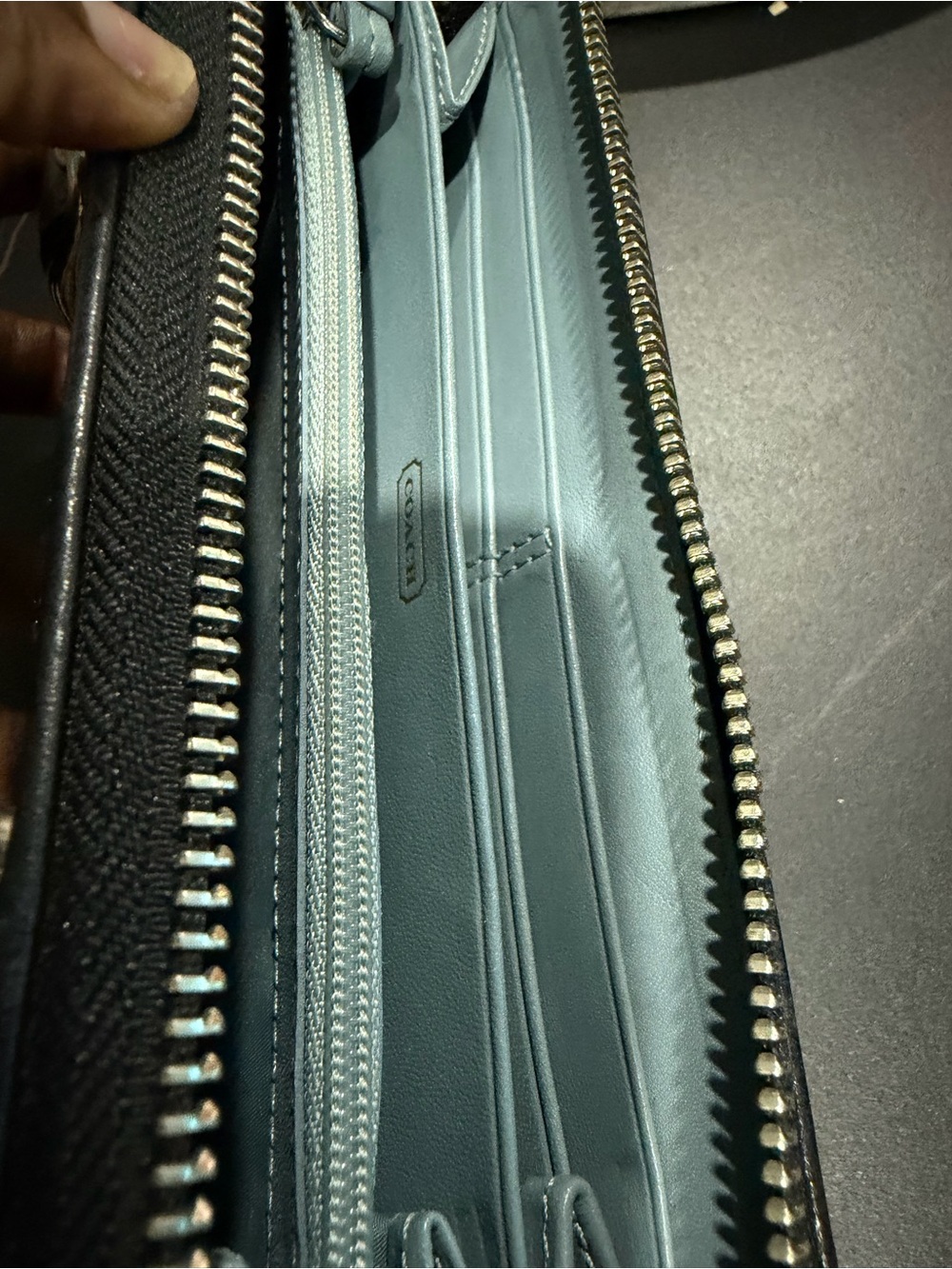 Coach Black and Gray Signature Canvas Zip Wallet with Buckle Detail - Picture 7 of 9